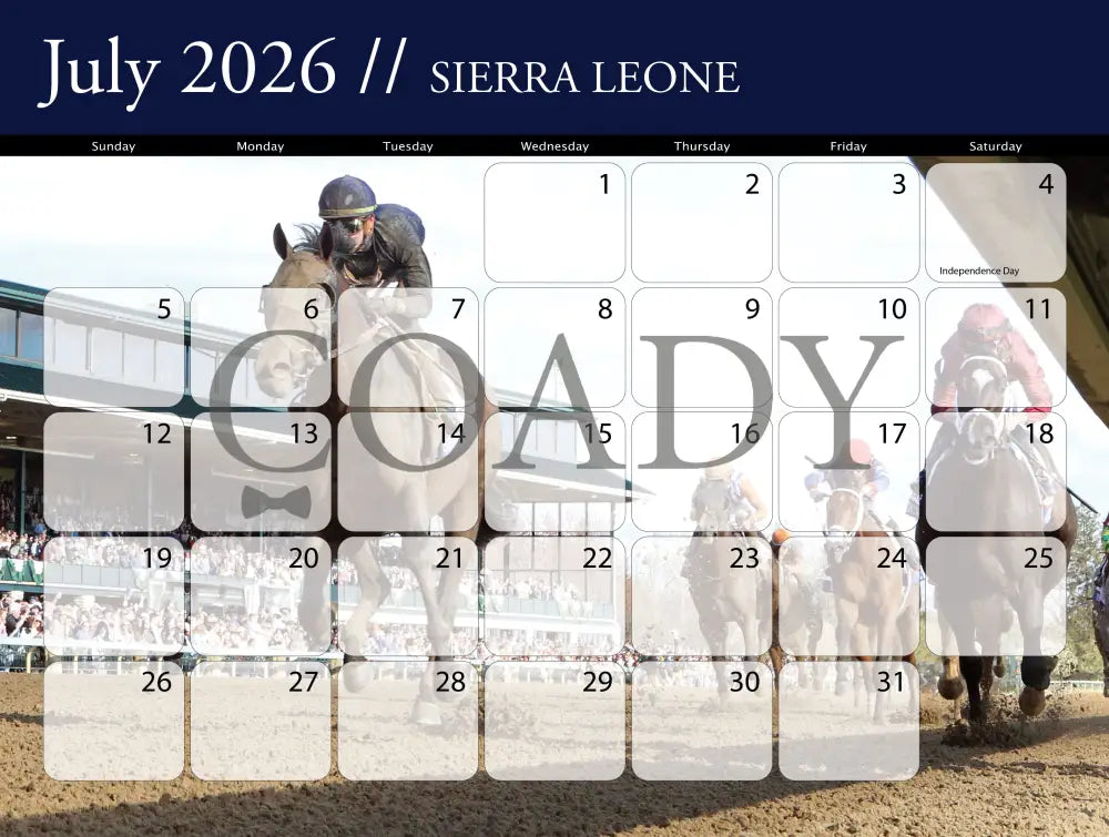 2026 - Horse Racing Calendar Book