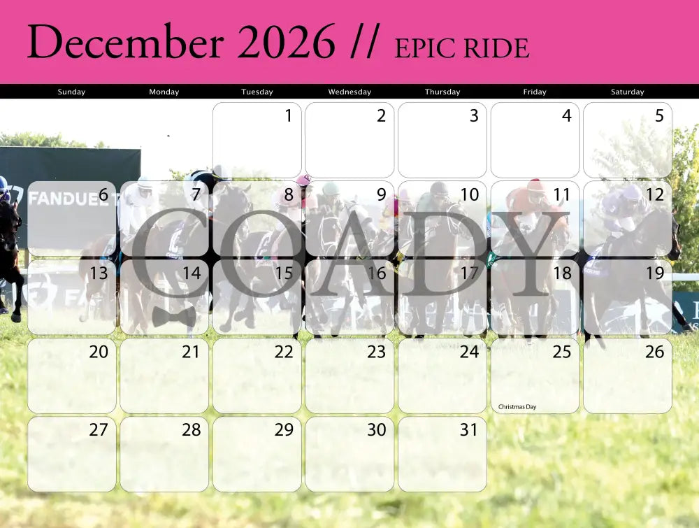 2026 - Horse Racing Calendar Book