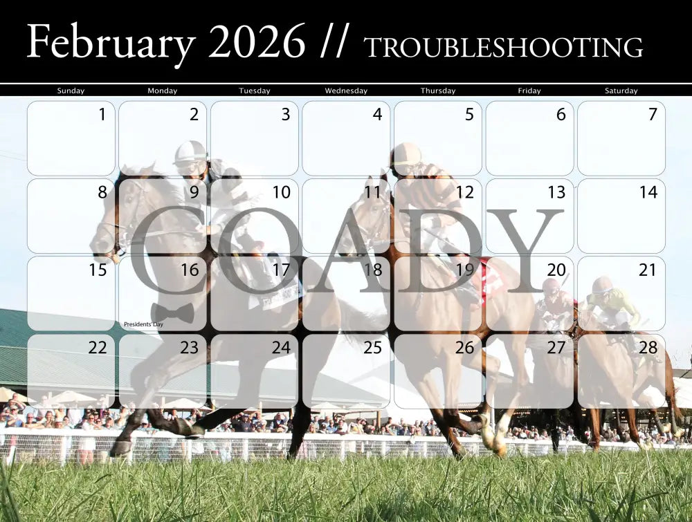 2026 - Horse Racing Calendar Book