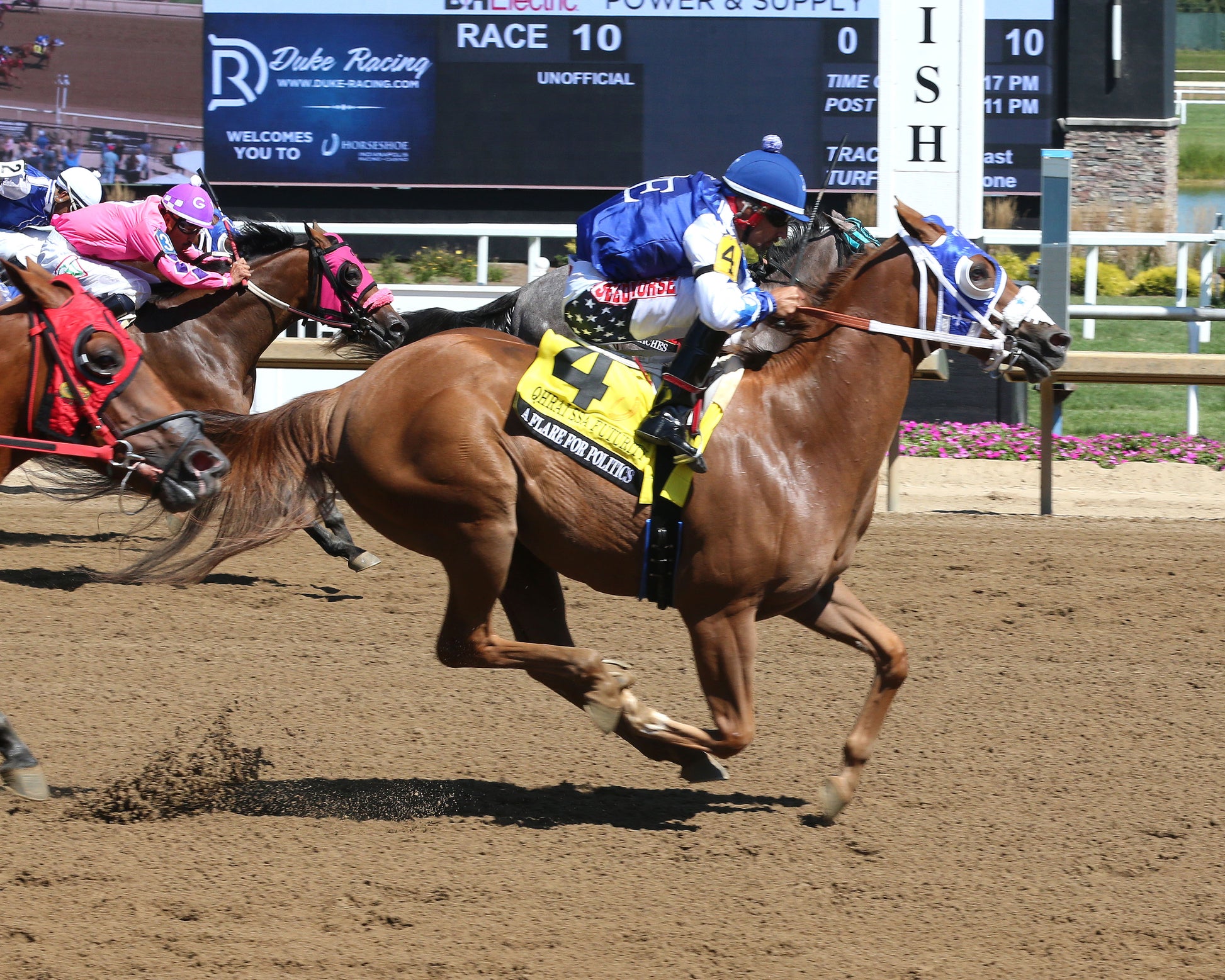 A FLARE FOR POLITICS - QHRAI Stallion Service Auction Futurity Finals - G3 - 08-30-25 - R10 - Horseshoe Indiana - Finish 01 - Sammantha Pagels - Coady Media - Kurtis Coady Photography