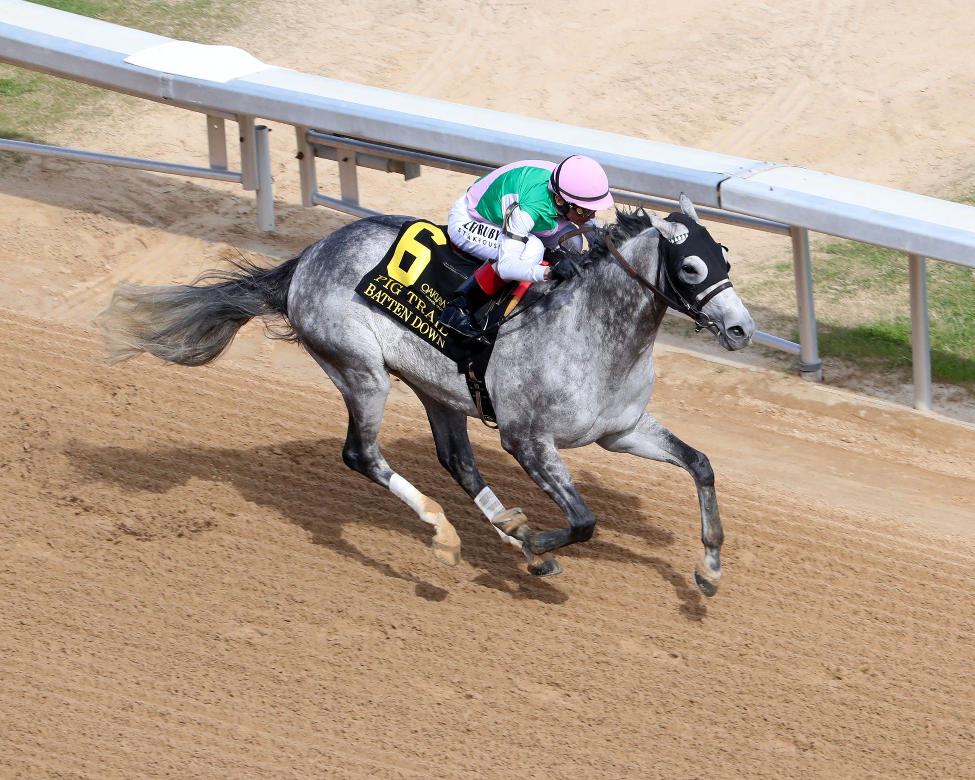 BATTEN DOWN - Pig Trail Overnight Stakes - 03-01-26 - R05 - OP - Aerial Finish 01 - Coady Media - Kurtis Coady Photography