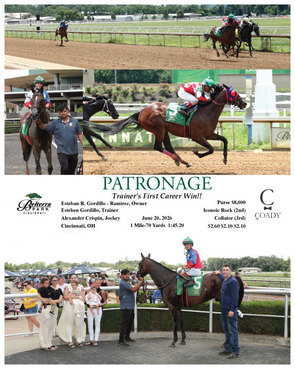 PATRONAGE - Trainer's First Career Win!! - 06-20-26 - R01 - BTP