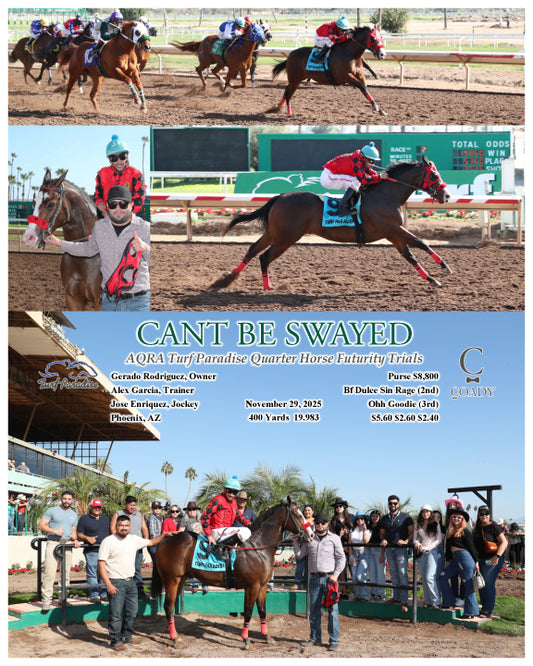 CANT BE SWAYED - AQRA Turf Paradise Quarter Horse Futurity Trials - 11-29-25 - R02 - TUP