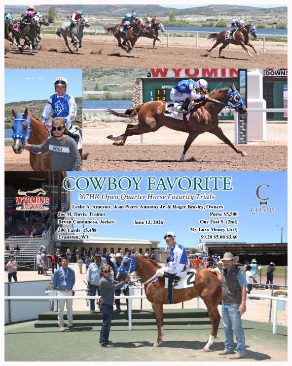 COWBOY FAVORITE  - 307HR Open Quarter Horse Futurity Trials - 06-13-26 - R02 - WYO