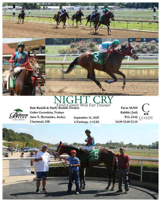 NIGHT CRY - First Career Win For Trainer - 09-11-25 - R02 - BTP - Coady Media - Kurtis Coady Photography
