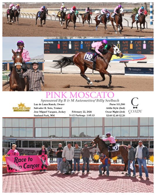 PINK MOSCATO - Sponsored By B & M Automotive/ Billy Seelbach - 02-22-26 - R02 - SUN - Coady Media - Kurtis Coady Photography