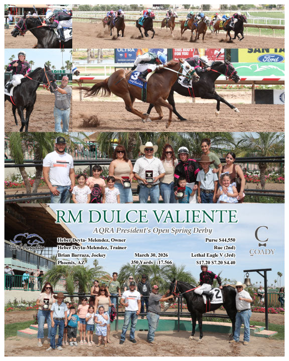 RM DULCE VALIENTE - AQRA President's Open Spring Derby - 03-30-26 - R02 - TUP - Coady Media - Kurtis Coady Photography