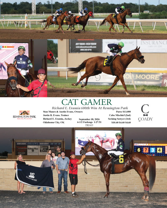 CAT GAMER - Richard E. Eramia 600th Win At Remington Park - 09-18-26 - R03 - RP
