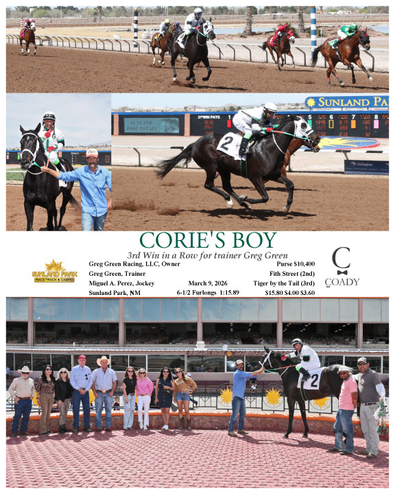 CORIE'S BOY - 3rd Win in a Row for trainer Greg Green - 03-09-26 - R03 - SUN - Coady Media - Kurtis Coady Photography