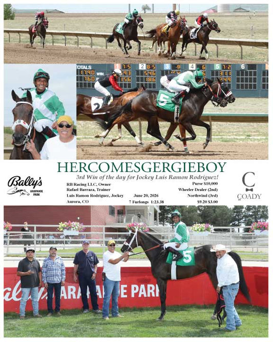 HERCOMESGERGIEBOY - 3rd Win of the day for Jockey Luis Ramon Rodriguez! - 06-20-26 - R04 - ARP