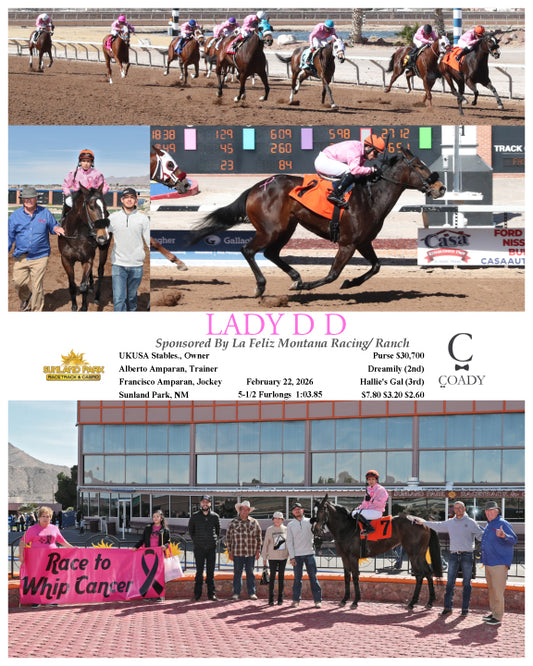 LADY D D - Sponsored By La Feliz Montana Racing/ Ranch - 02-22-26 - R04 - SUN - Coady Media - Kurtis Coady Photography