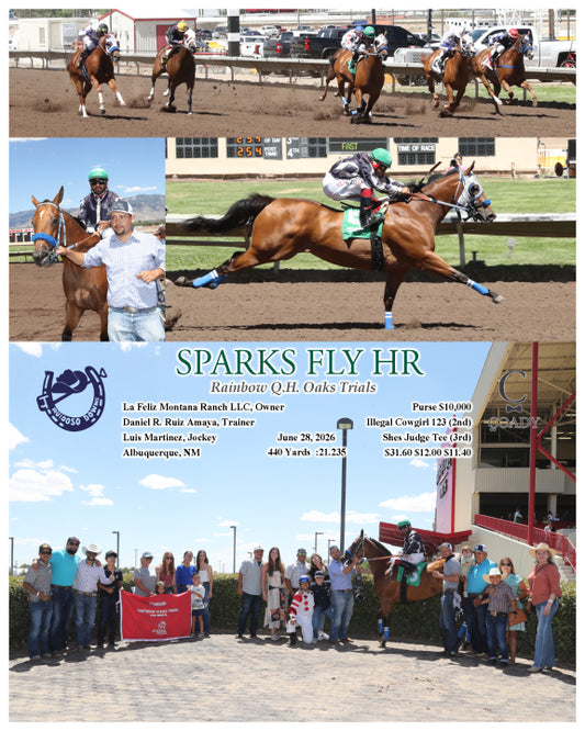 SPARKS FLY HR - Rainbow Q.H. Oaks Trials - 06-28-26 - R04 - RUI