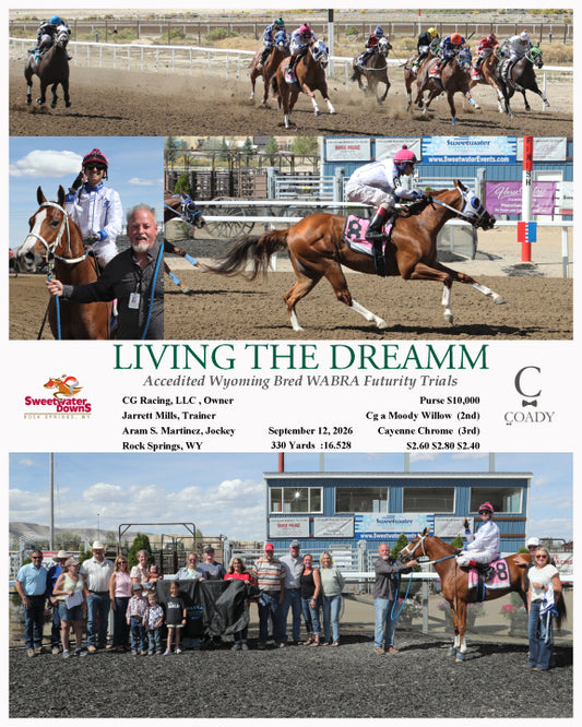 LIVING THE DREAMM - Accedited Wyoming Bred WABRA Futurity Trials  - 09-12-26 - R04 - SWF