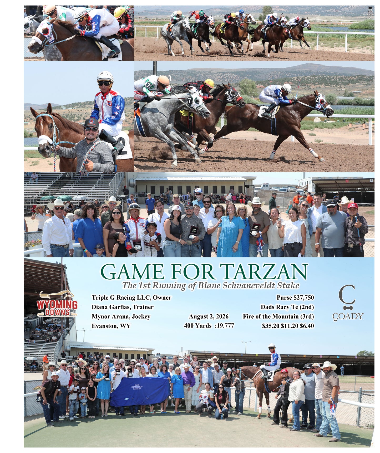 GAME FOR TARZAN - The 1st Running of Blane Schvaneveldt Stake - 08-02-26 - R04 - WYO