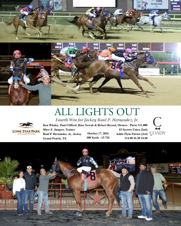 ALL LIGHTS OUT - Fourth Win for Jockey Raul P. Hernandez, Jr. - 10-17-26 - R05 - LS