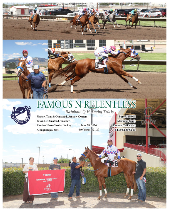 FAMOUS N RELENTLESS - Rainbow Q.H. Derby Trials - 06-28-26 - R06 - RUI