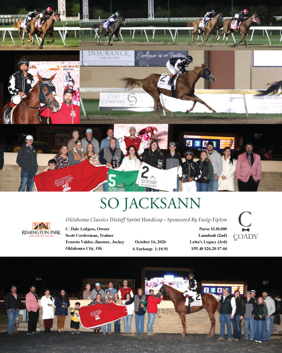 SO JACKSANN - Oklahoma Classics Distaff Sprint Handicap - Sponsored By Fasig-Tipton - 10-16-26 - R06 - RP