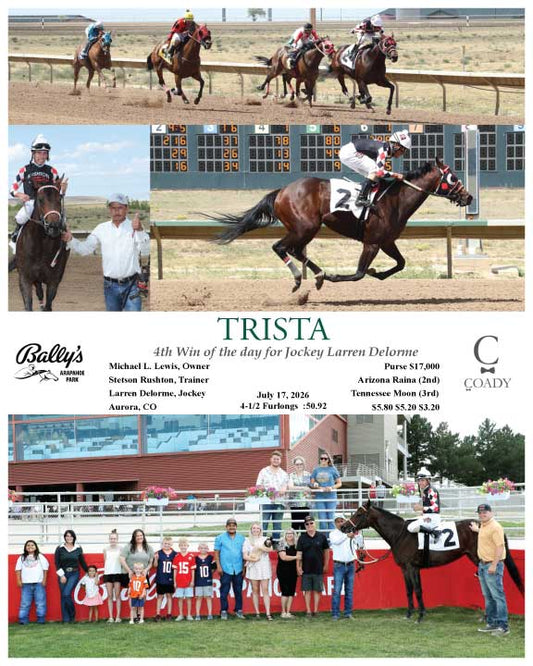 TRISTA - 4th Win of the day for Jockey Larren Delorme - 07-17-26 - R06 - ARP