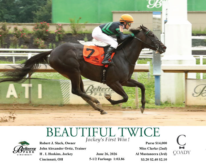 BEAUTIFUL TWICE - Jockey's First Win ! - 06-26-26 - R07 - BTP