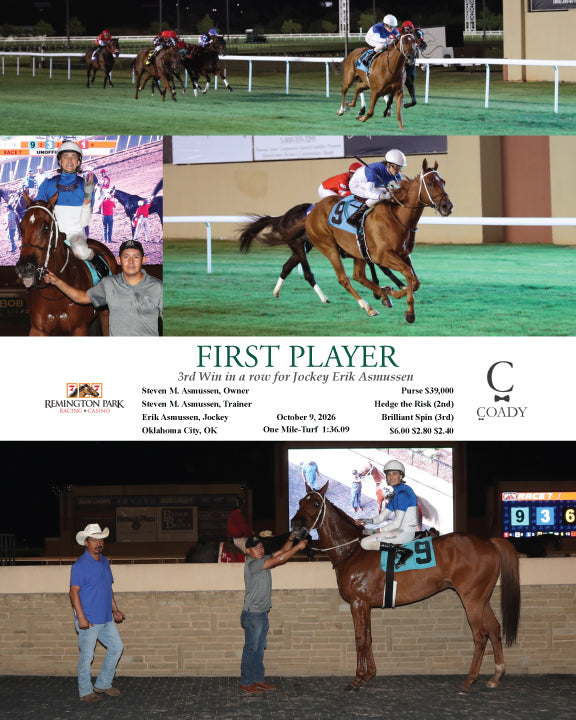 FIRST PLAYER - 3rd Win in a Row for Jockey Erik Asmussen - 10-09-26 - R07 - RP