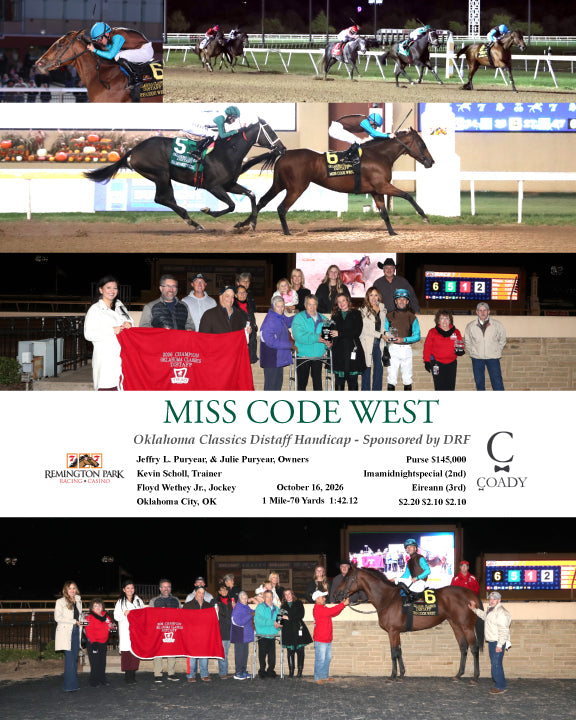 MISS CODE WEST - Oklahoma Classics Distaff Handicap - Sponsored by DRF - 10-16-26 - R07 - RP