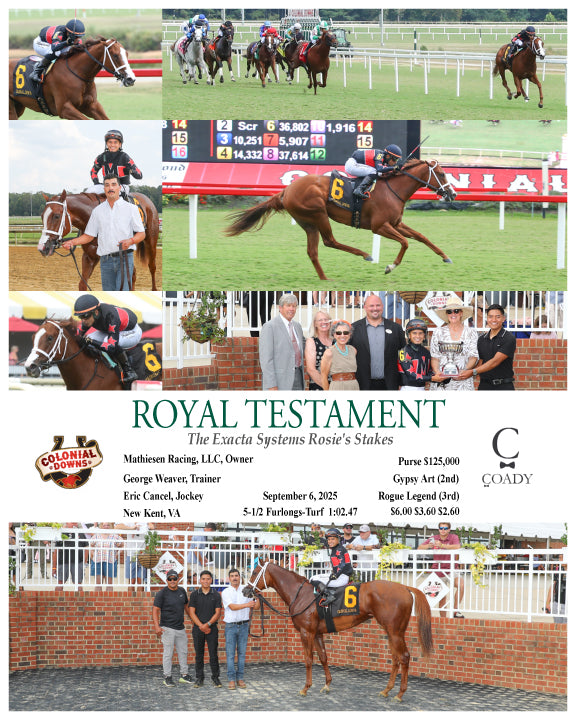 ROYAL TESTAMENT - The Exacta Systems Rosie's Stakes - 09-06-25 - R07 - CNL - Coady Media - Kurtis Coady Photography