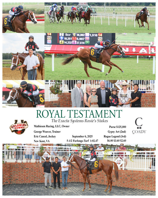 ROYAL TESTAMENT - The Exacta Systems Rosie's Stakes - 09-06-25 - R07 - CNL - Coady Media - Kurtis Coady Photography