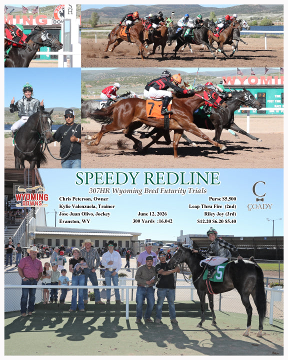 SPEEDY REDLINE - 307HR Wyoming Bred Futurity Trials - 06-12-26 - R07 - WYO