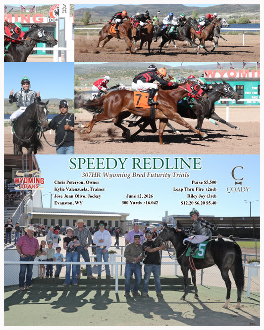 SPEEDY REDLINE - 307HR Wyoming Bred Futurity Trials - 06-12-26 - R07 - WYO
