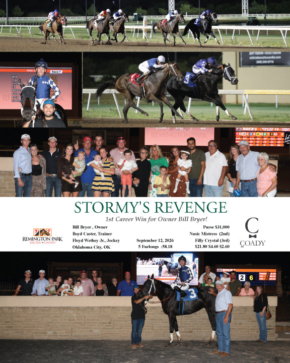 STORMY'S REVENGE - 1st Career Win for Owner Bill Bryer! - 09-12-26 - R07 - RP
