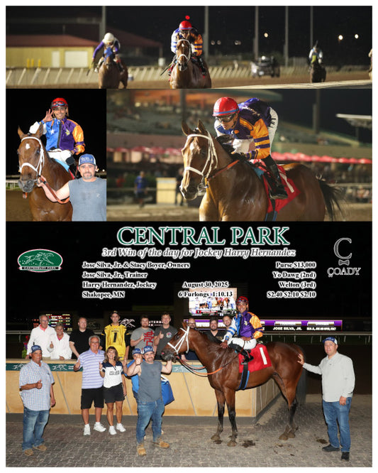 CENTRAL PARK - 3rd Win of the day for Jockey Harry Hernandez - 08-30-25 - R08 - CBY - Coady Media - Kurtis Coady Photography