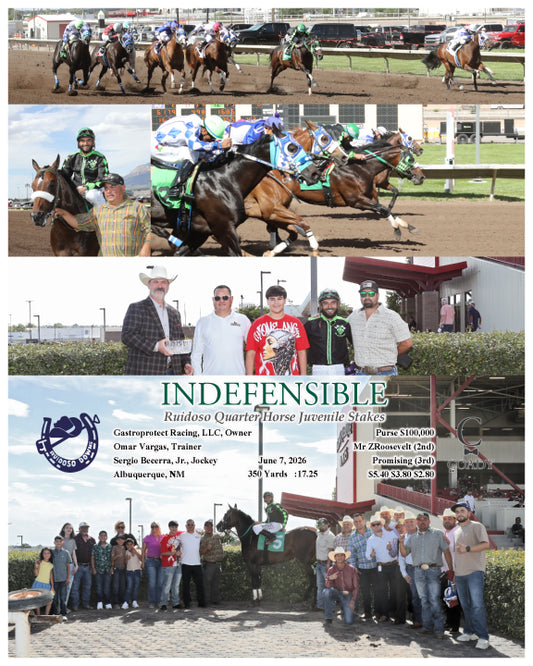 INDEFENSIBLE - Ruidoso Quarter Horse Juvenile Stakes - 06-07-26 - R08 - RUI