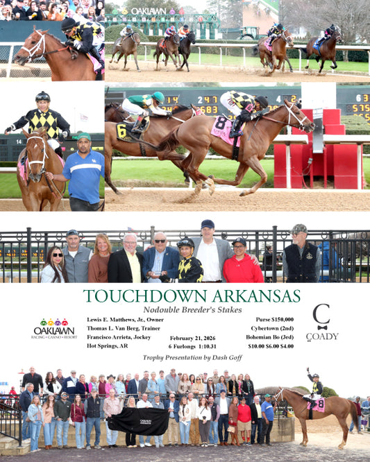 TOUCHDOWN ARKANSAS - Nodouble Breeder's Stakes - 02-21-26 - R08 - OP - Coady Media - Kurtis Coady Photography