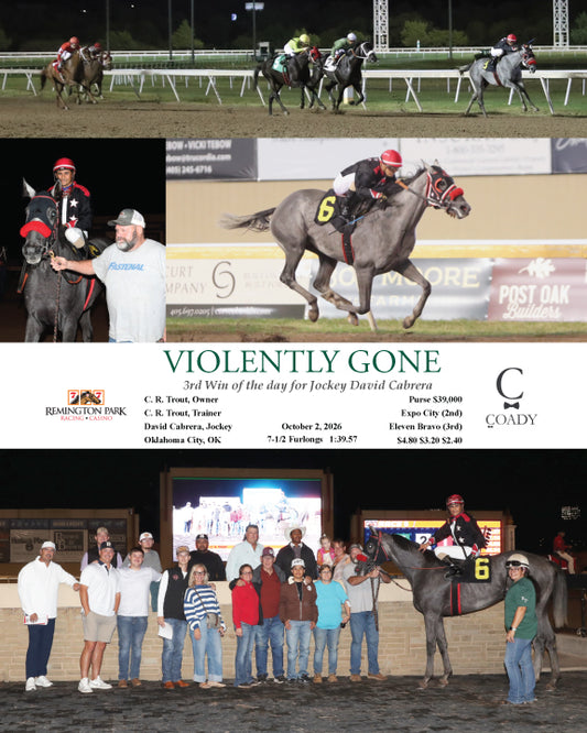 VIOLENTLY GONE - 3rd Win of the day for Jockey David Cabrera - 10-02-26 - R08 - RP