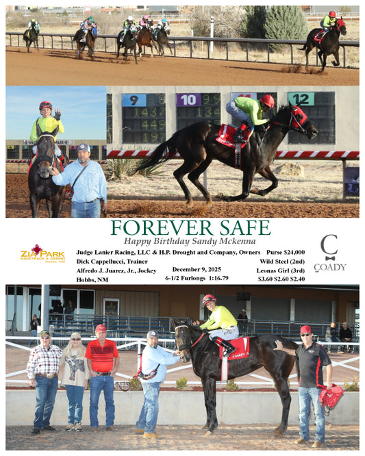 FOREVER SAFE - 5th Win of the day for Alfredo J. Juarez, Jr. - 12-09-25 - R09 - ZIA
