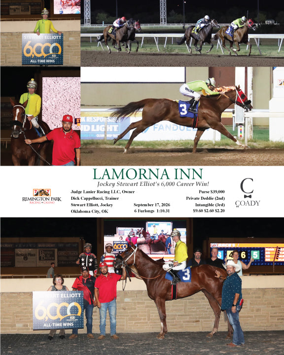 LAMORNA INN - Jockey Stewart Elliot's 6,000 Career Win! - 09-17-26 - R09 - RP