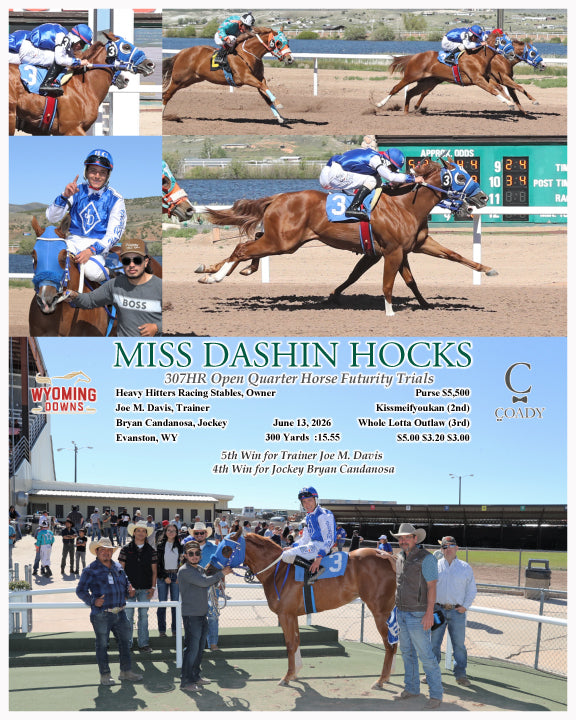 MISS DASHIN HOCKS - 307HR Open Quarter Horse Futurity Trials - 06-13-26 - R09 - WYO