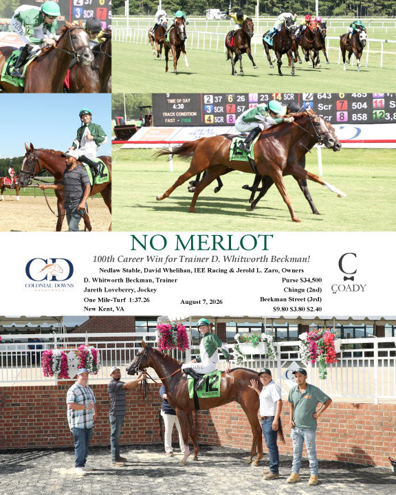 NO MERLOT - 100th Career Win for Trainer D. Whitworth Beckman! - 08-07-26 - R09 - CNL