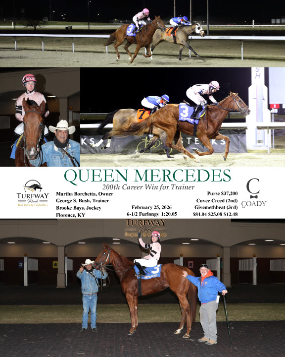 QUEEN MERCEDES - 200th Career Win for Trainer - 02-25-26 - R10 - TP - Coady Media - Kurtis Coady Photography