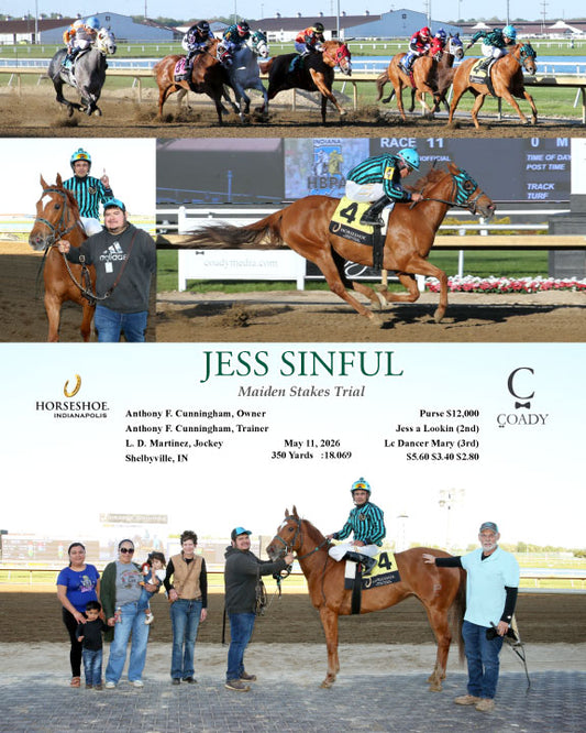 JESS SINFUL - Maiden Stakes Trial - 05-11-26 - R11 - IND - Coady Media - Kurtis Coady Photography