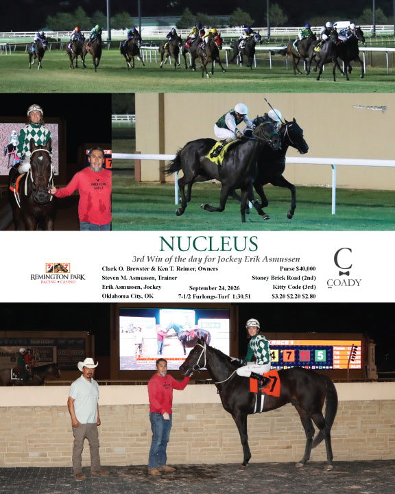 NUCLEUS - 3rd Win of the day for Jockey Erik Asmussen - 09-24-26 - R9 - RP
