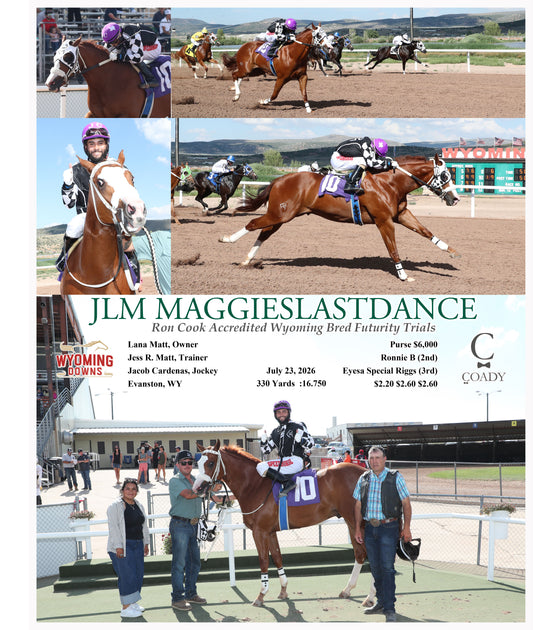 JLM MAGGIESLASTDANCE - Ron Cook Accredited Wyoming Bred Futurity Trials - 07-23-26 - R06 - WYO
