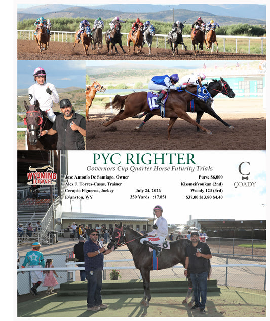 PYC RIGHTER - Governors Cup Quarter Horse Futurity Trials - 07-24-26 - R10 - WYO