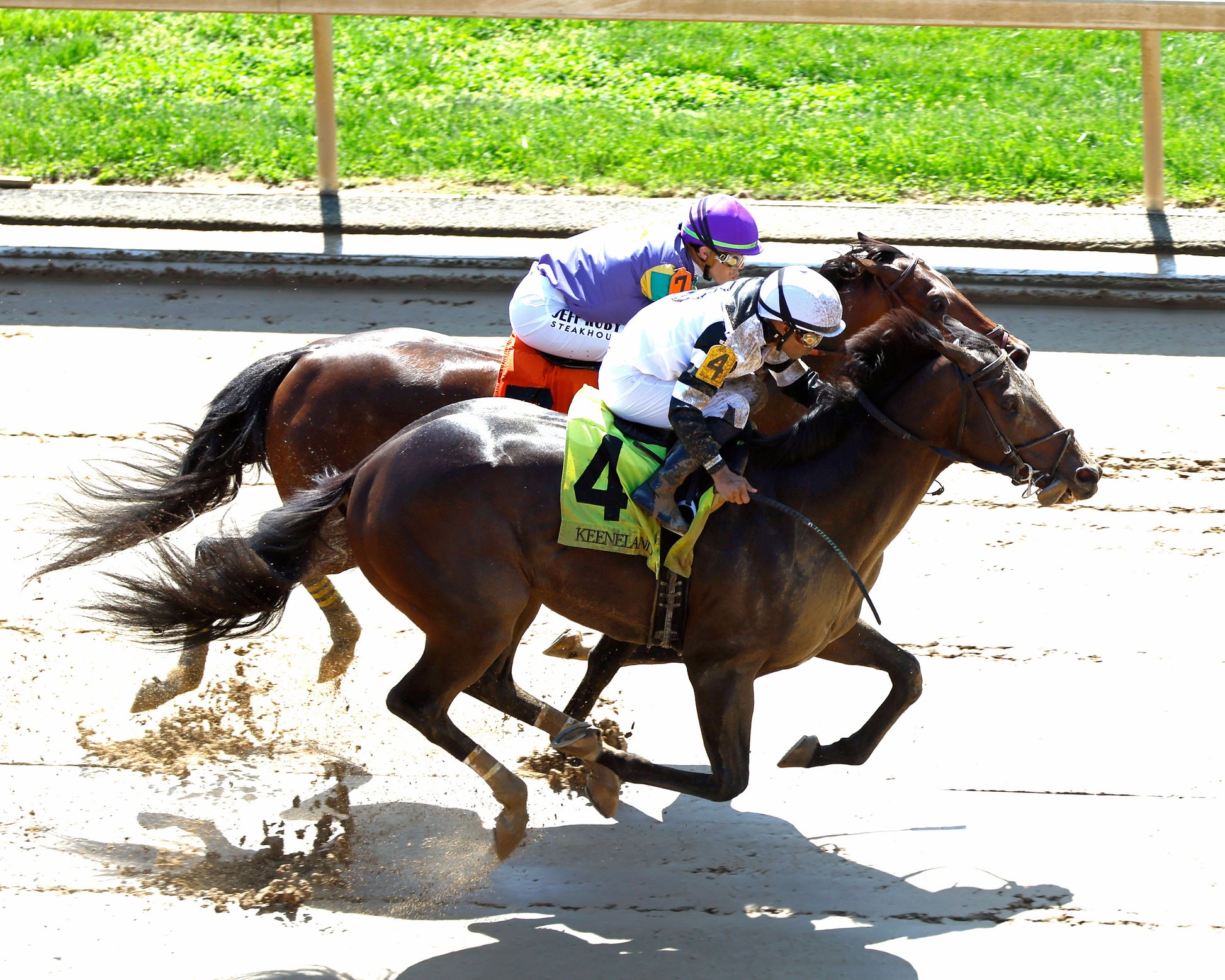 TROUBLE CALLING - 040326 - Race 05 - KEE  The Lafayette - 78th  Running - Aerial Finish 01 - Coady Media - Kurtis Coady Photography