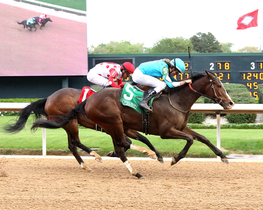 WALK AWAY KAYE - Rainbow Miss Stakes - 04-03-26 - R09 - Oaklawn Park - Finish 01 - Kara West (Copy) - Coady Media - Kurtis Coady Photography