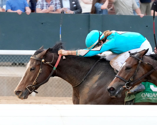 WALK AWAY KAYE - Rainbow Miss Stakes - 04-03-26 - R09 - Oaklawn Park - Inside Finish 01 - Shelby Layne Ridgway - Coady Media - Kurtis Coady Photography