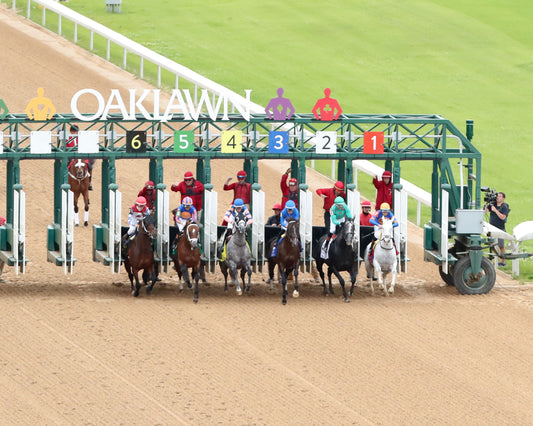 WHITE ABARRIO - Oaklawn Handicap G2 - 04-18-26 - R11 - Oaklawn Park - Aerial Start 01 - Coady Media - Kurtis Coady Photography