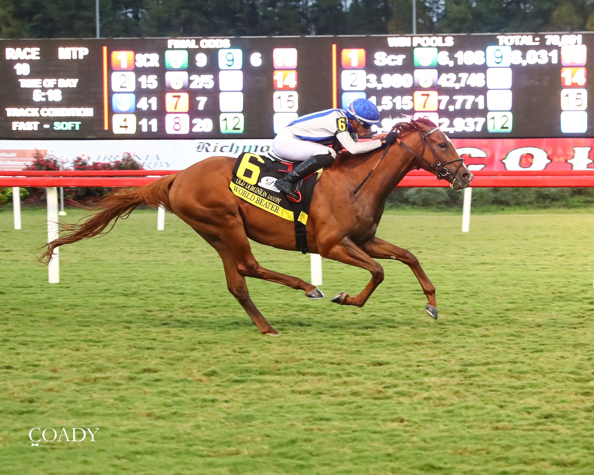 WORLD BEATER - The Old Dominion Derby G3 - 09-06-25 - R10 - CNL - Finish 02 - Coady Media - Kurtis Coady Photography