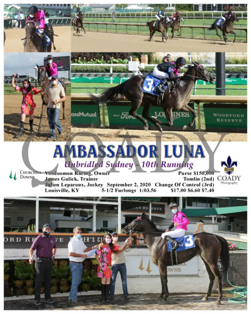 Ambassador Luna - Unbridled Sydney 10Th Running 09-02-20 R09 Cd Churchill Downs
