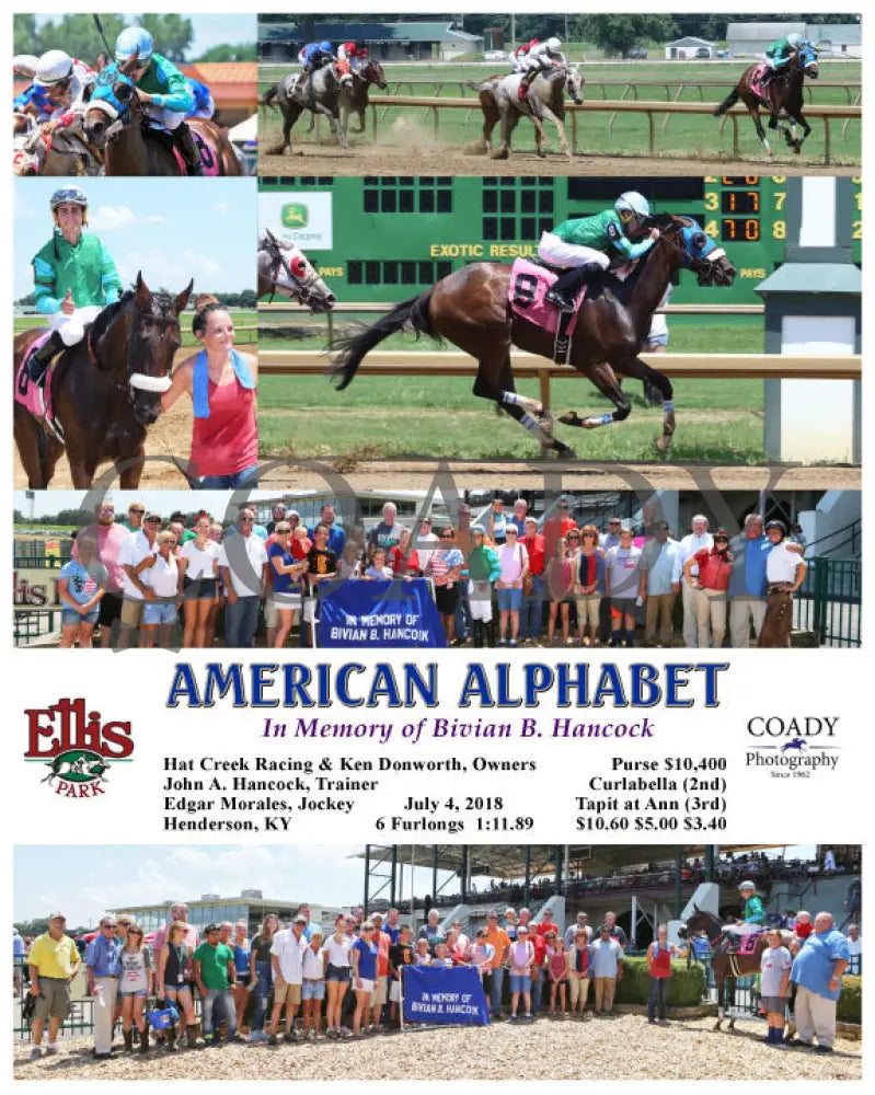 American Alphabet - 070418 Race 03 Elp Ellis Park